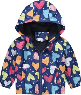 Toddler Baby Spring Jacket Girls Boys Cute Cartoon Windbreaker Coats Rain Jacket Hooded Zip Light Outerwear