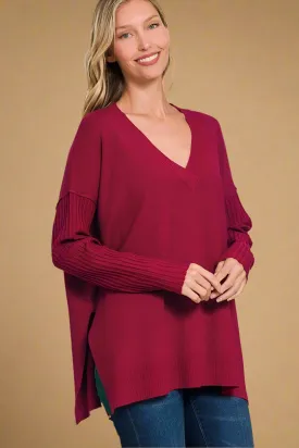 V-Neck Tunic Top Cabernet