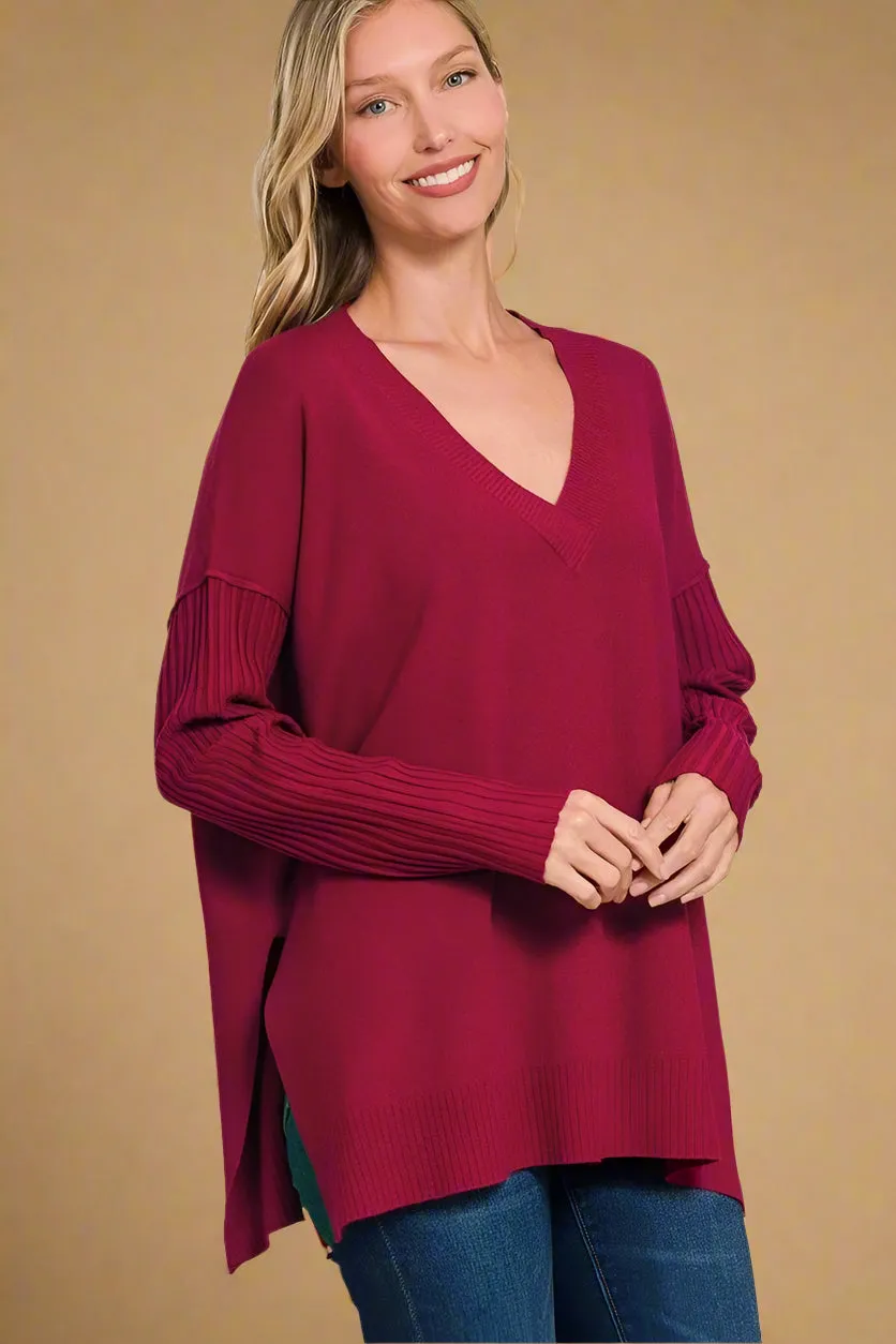 V-Neck Tunic Top Cabernet