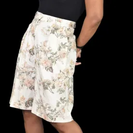 Vintage Abercrombie Fitch Floral Shorts Beige High Rise Culotte Linen Long Walking Longline Size 6