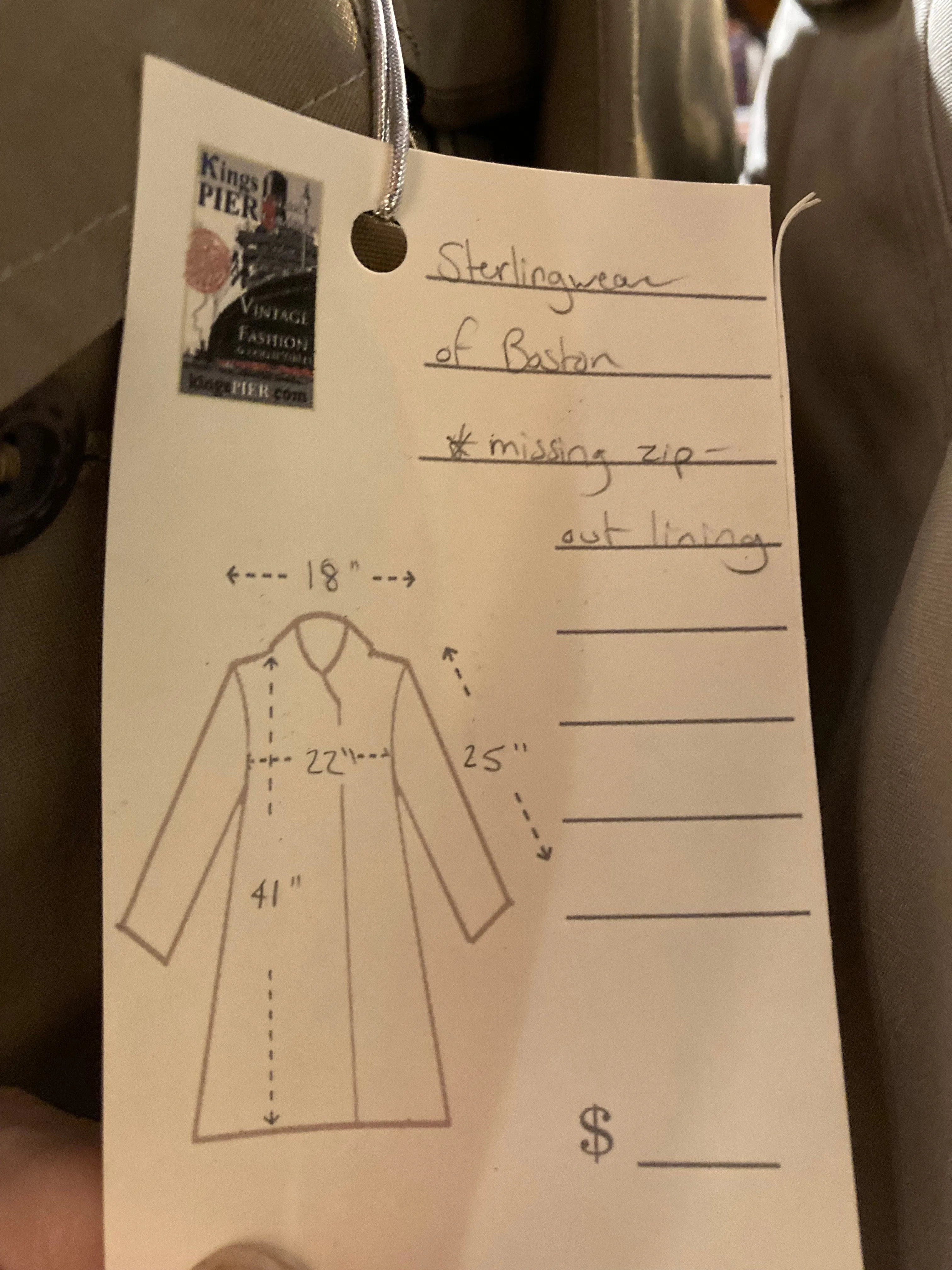 Vintage Sterlingwear of Boston Trench Coat SOLD