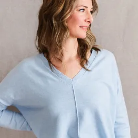 Wagner V-Neck Sweater in Sky Blue | Kerisma