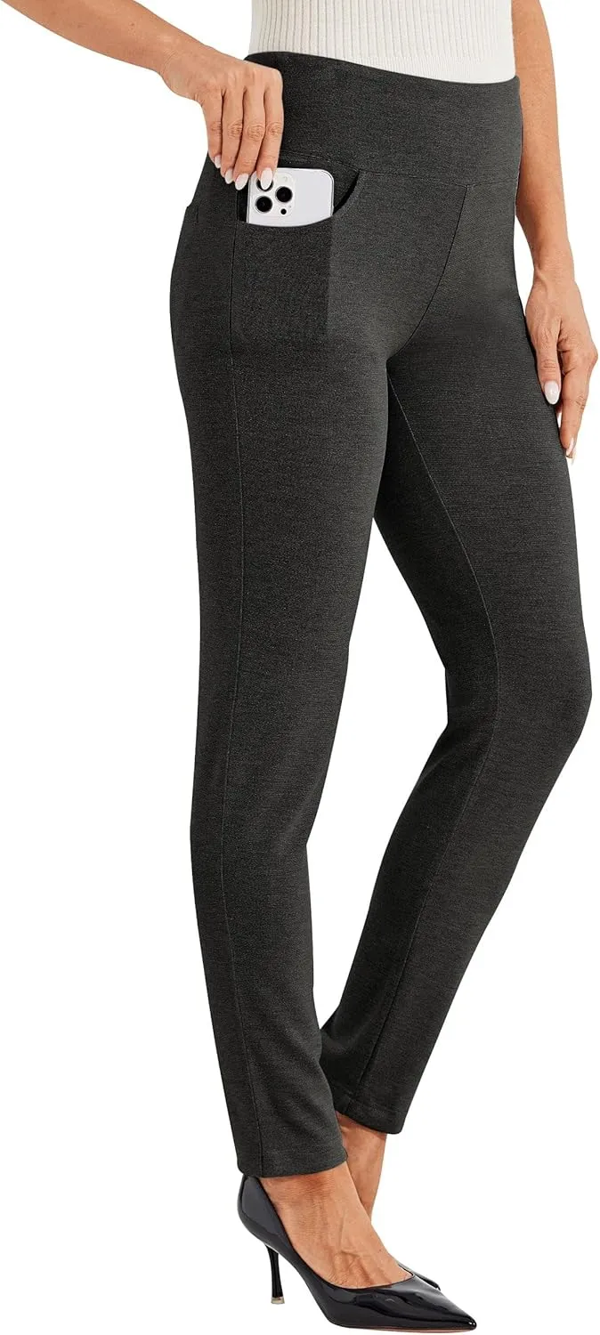 Willit Women's Yoga Dress Pants Skinny Stretch Work Slacks Slim High Waist Casual Pants Petite/Regular 4 Pockets 28"/30"