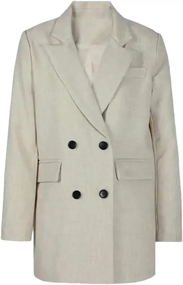 Women's Double-Breasted Lapel Long Sleeve Blazer Jacket Coat Work Office Business Suit Outerwear