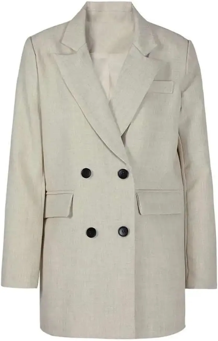 Women's Double-Breasted Lapel Long Sleeve Blazer Jacket Coat Work Office Business Suit Outerwear
