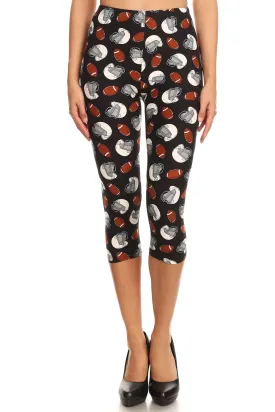 Women's Regular Football Helmet Printed Cropped Capri Leggings